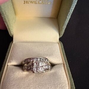 Elegant 14k White Gold Diamond Ring Set